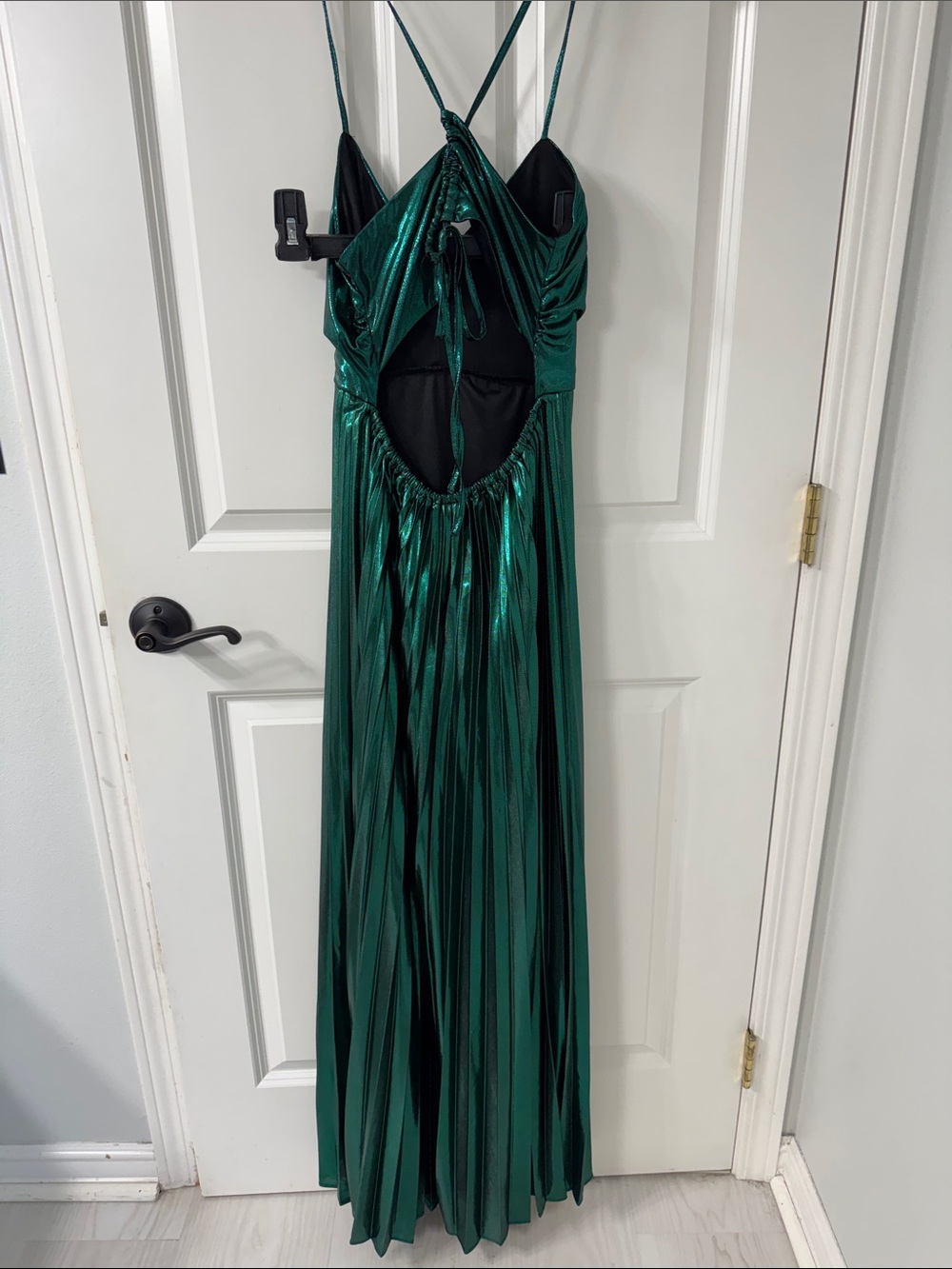 Emerald Green Metallic Cutout Maxi Dress